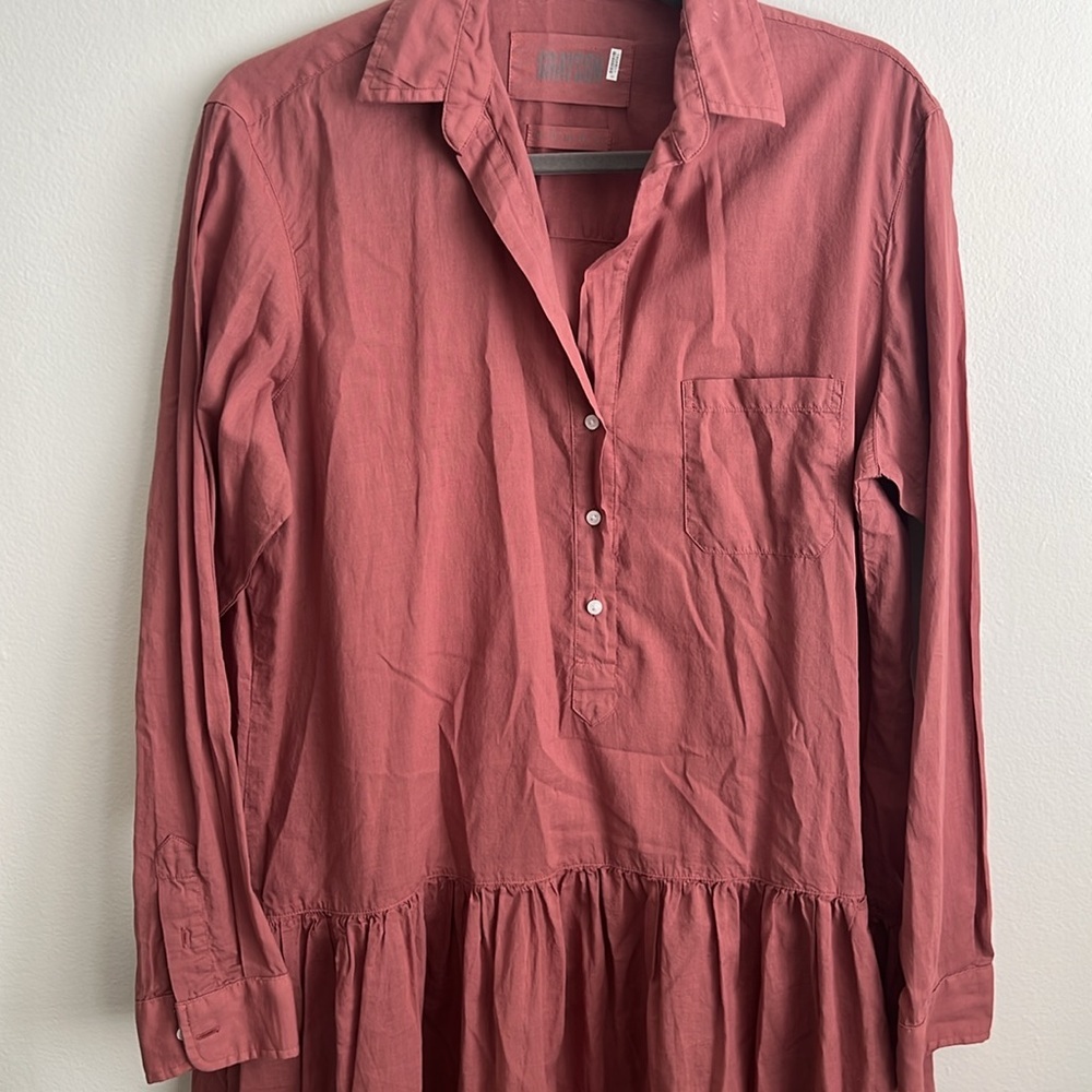 Frank & Eileen Grayson The Changemaker Pink Drop Waist Shirt Dress Red Small - Picture 6 of 10